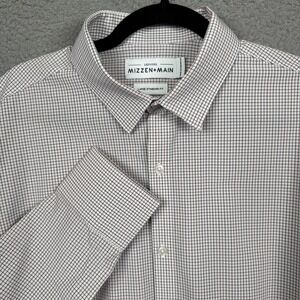 Mizzen+Main Shirt Mens L White Plaid Performance Leeward Button Preppy